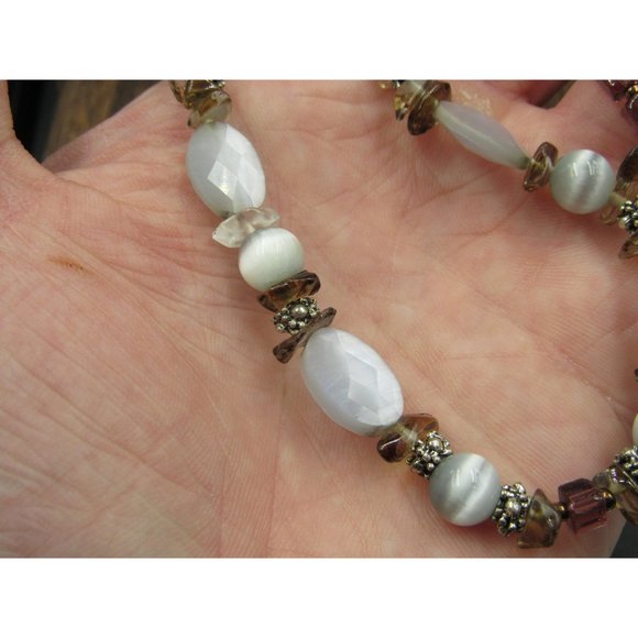 24" Sterling Silver Silpada Shell Real Pearls And Stone Chips Necklace Vintage - Picture 4 of 9